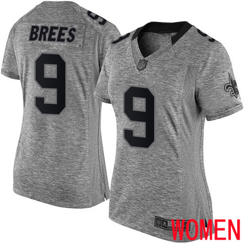 New Orleans Saints Limited Gray Women Drew Brees Jersey NFL Football 9 Gridiron Jersey